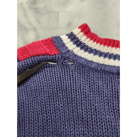 Vintage Nuggets V-Neck Pullover Sweater Size S Blue Oversized Preppy Varsity - Picture 3 of 8